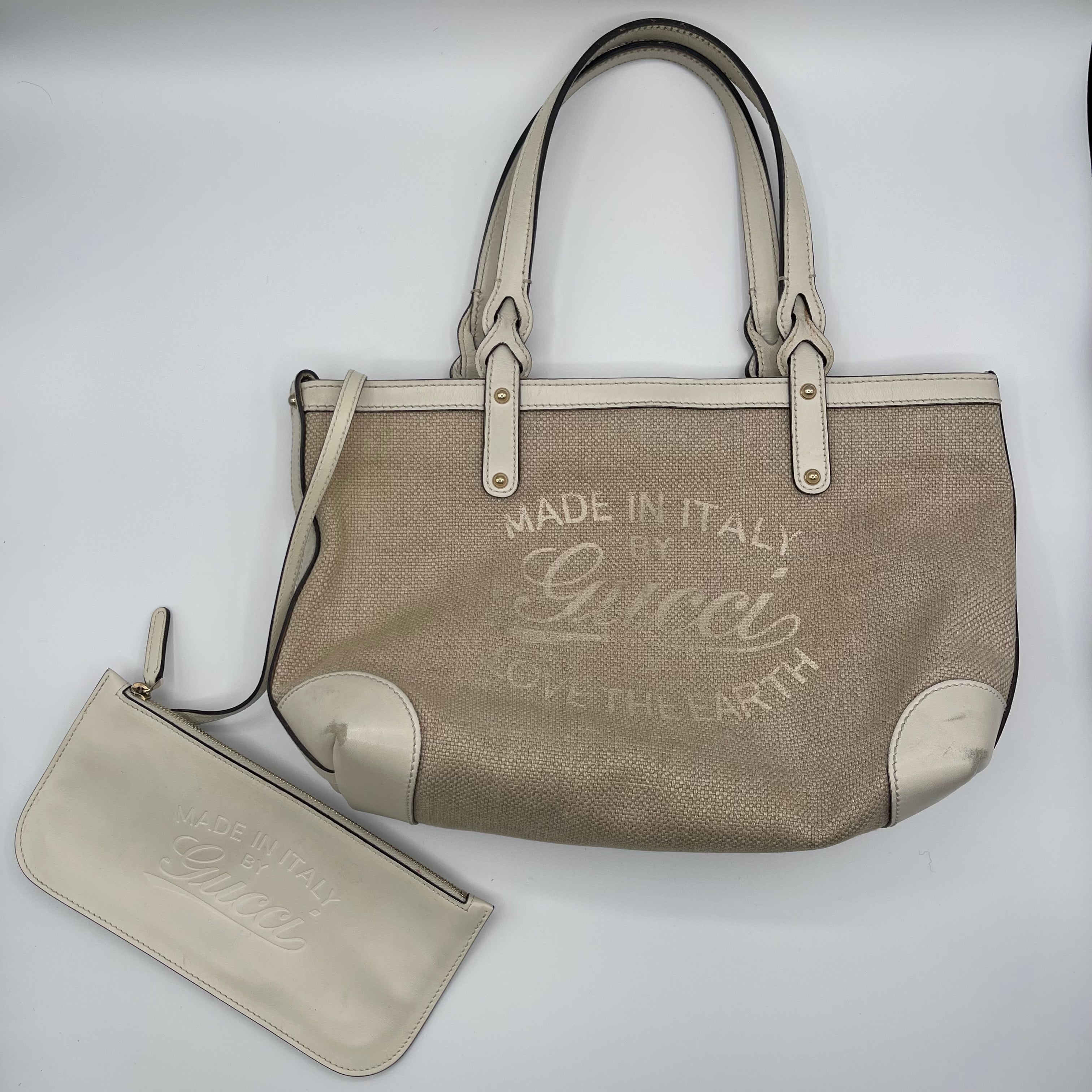 Gucci Canvas Shoulder Bag with Pouch