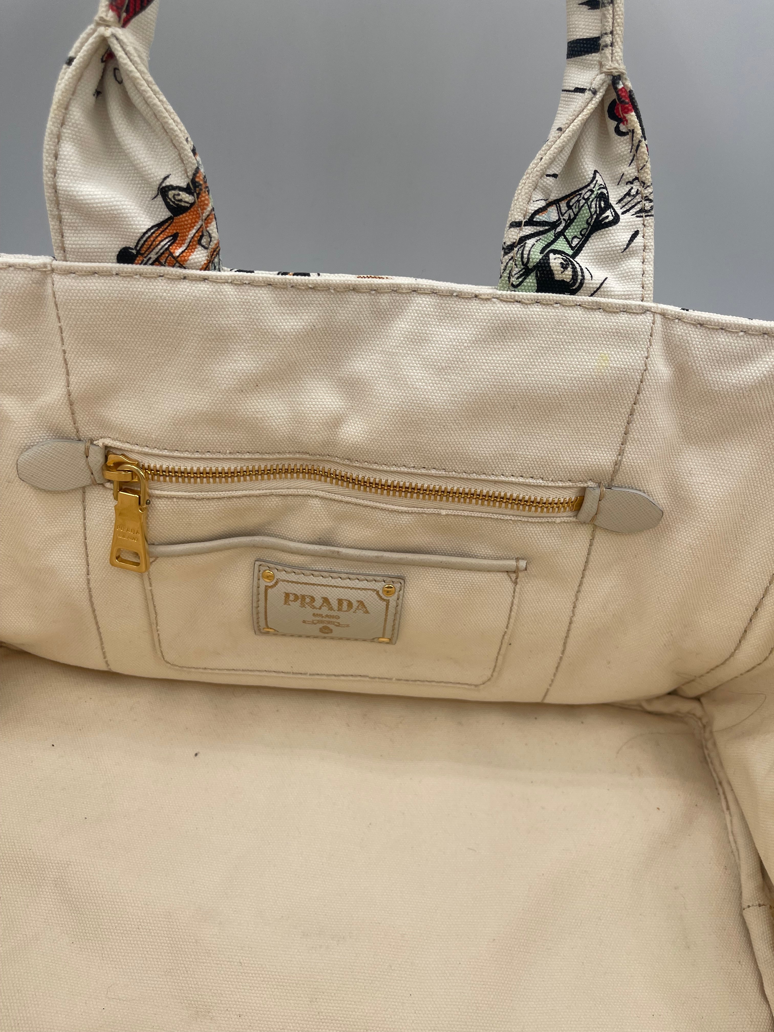 Prada 2012 Hot Rod Classic Car Canapa Canvas Bag