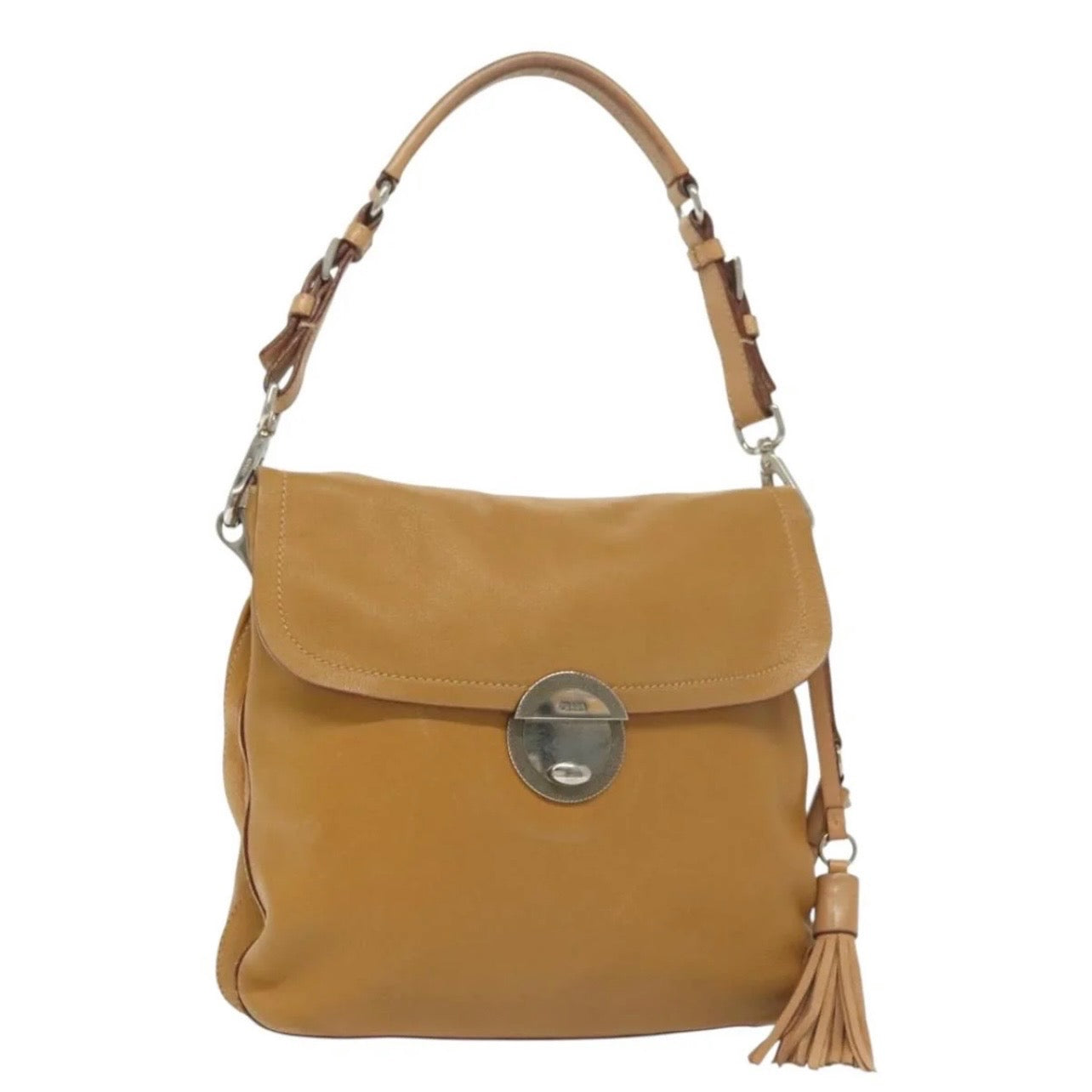 Prada Camel Leather Tassel Shoulder Bag – Minimalist Y2K Prada