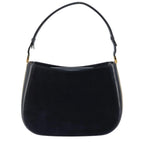 Gucci Navy Suede Shoulder Bag with Gold Hardware – 1990s