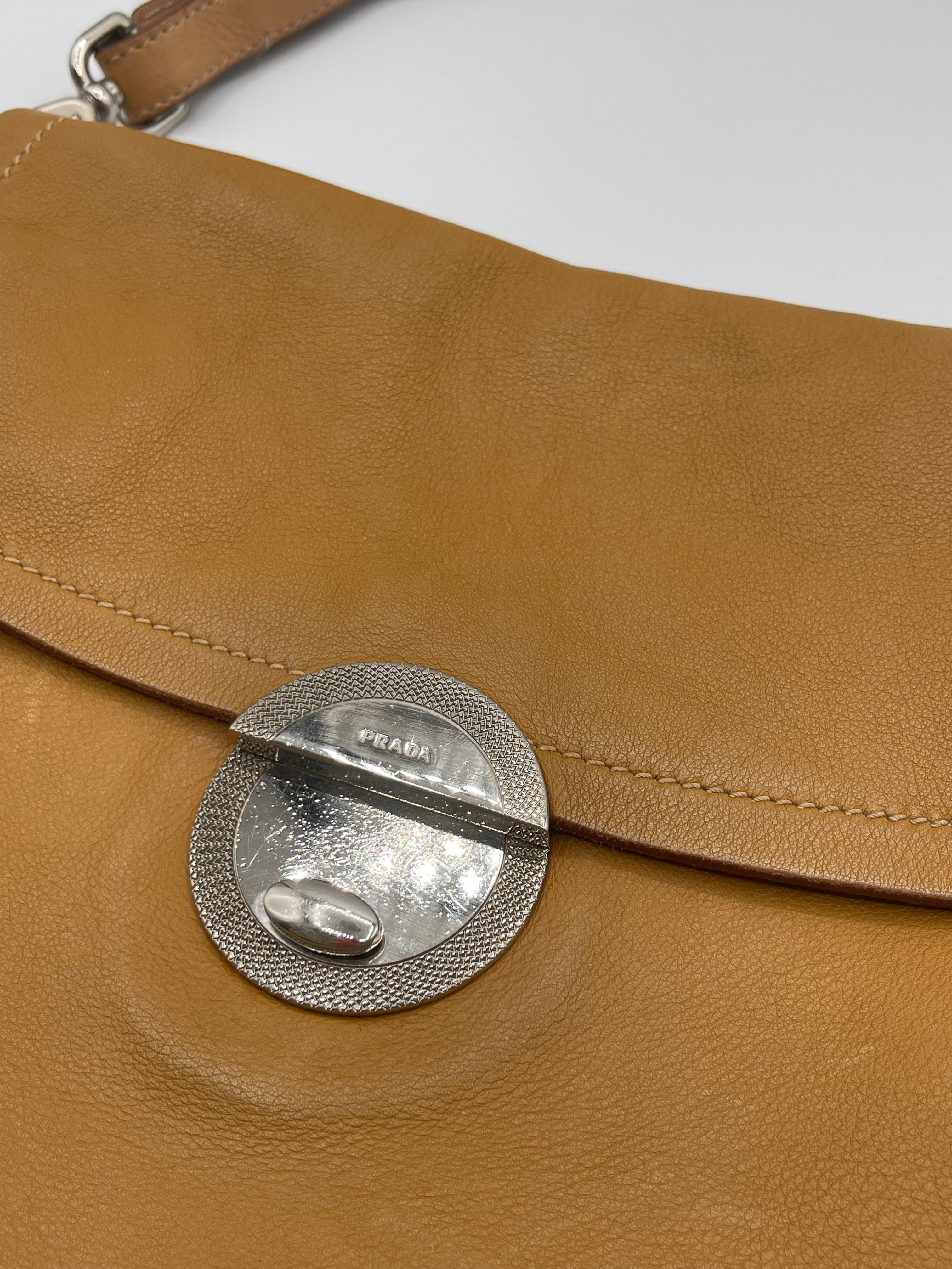 Prada Camel Leather Tassel Shoulder Bag – Minimalist Y2K Prada