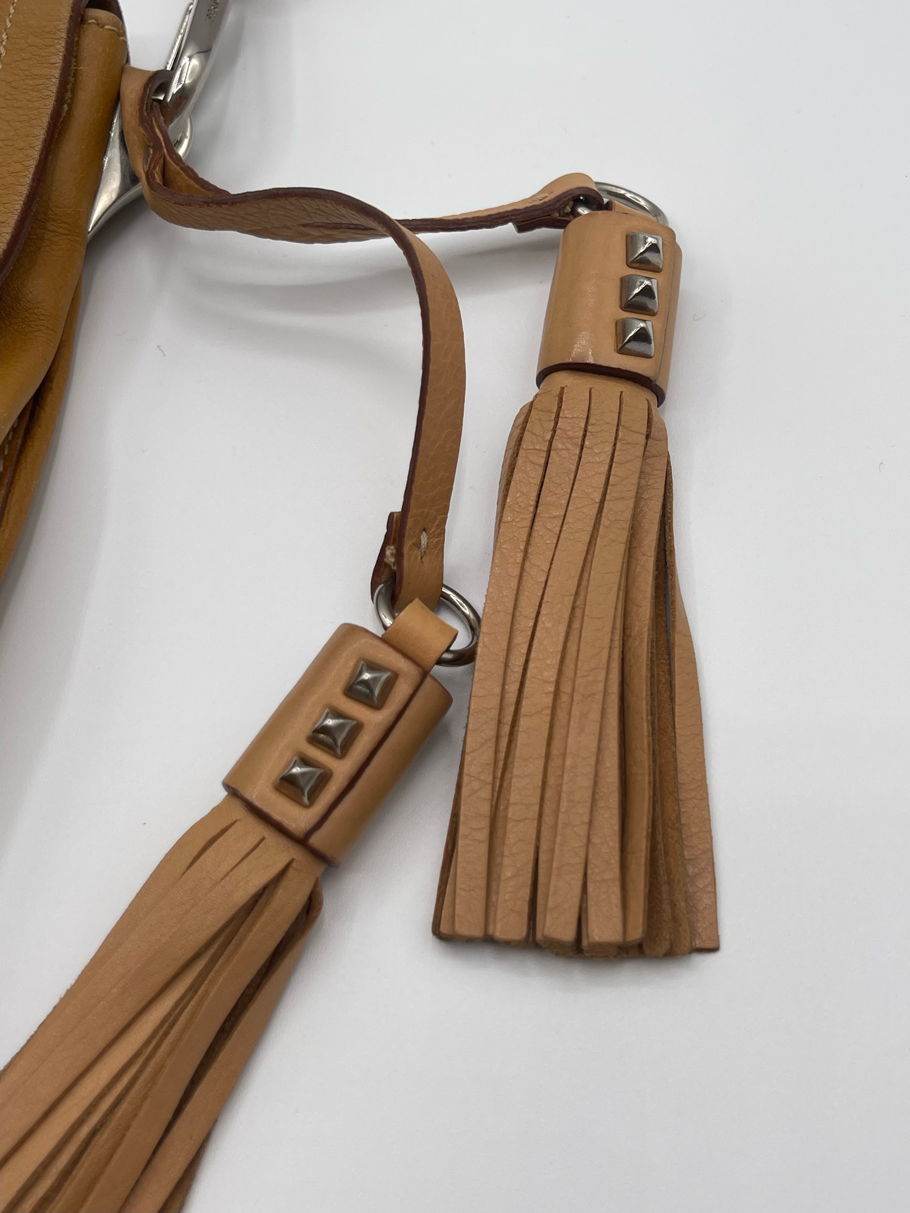 Prada Camel Leather Tassel Shoulder Bag – Minimalist Y2K Prada