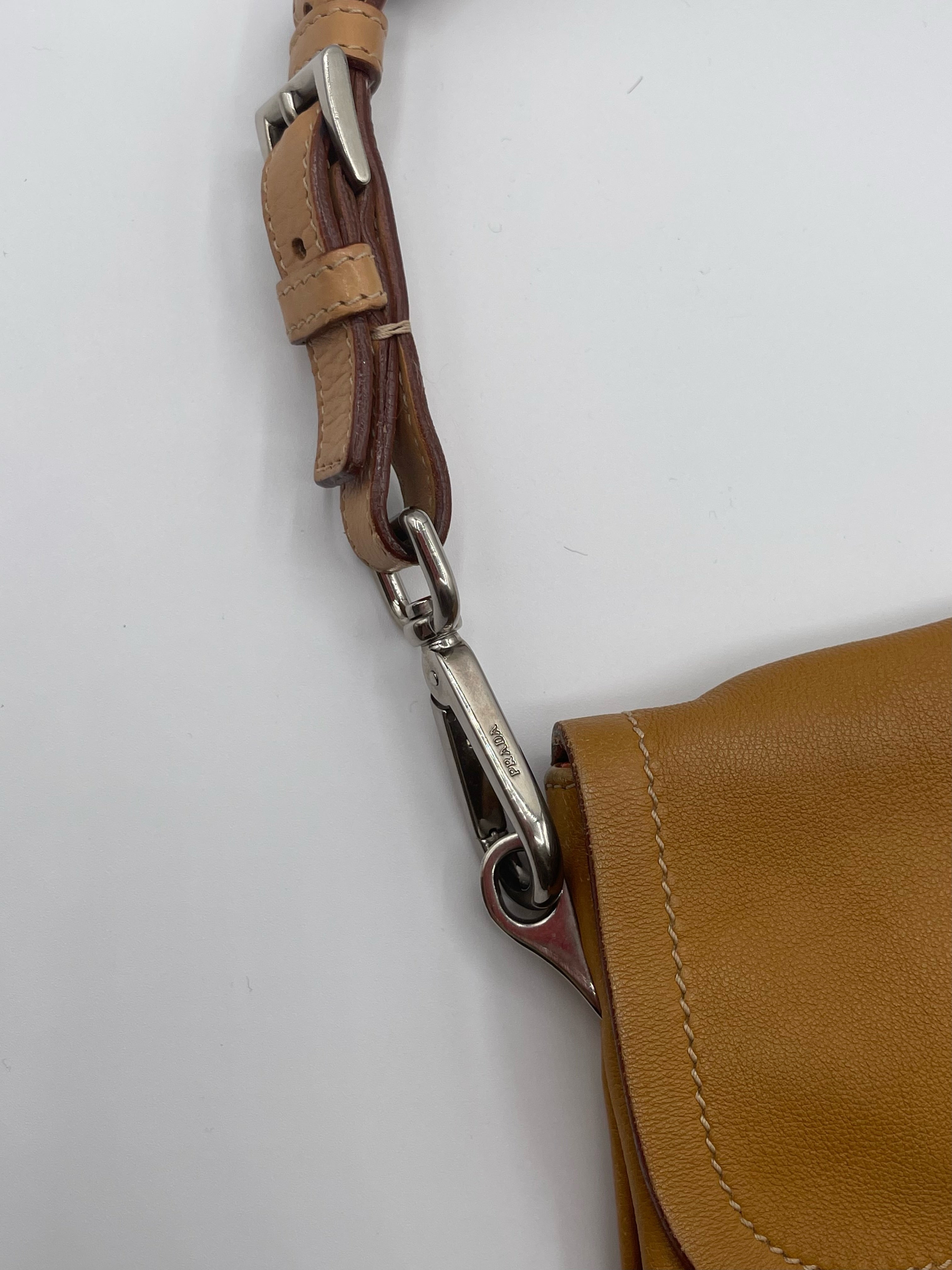 Prada Camel Leather Tassel Shoulder Bag – Minimalist Y2K Prada