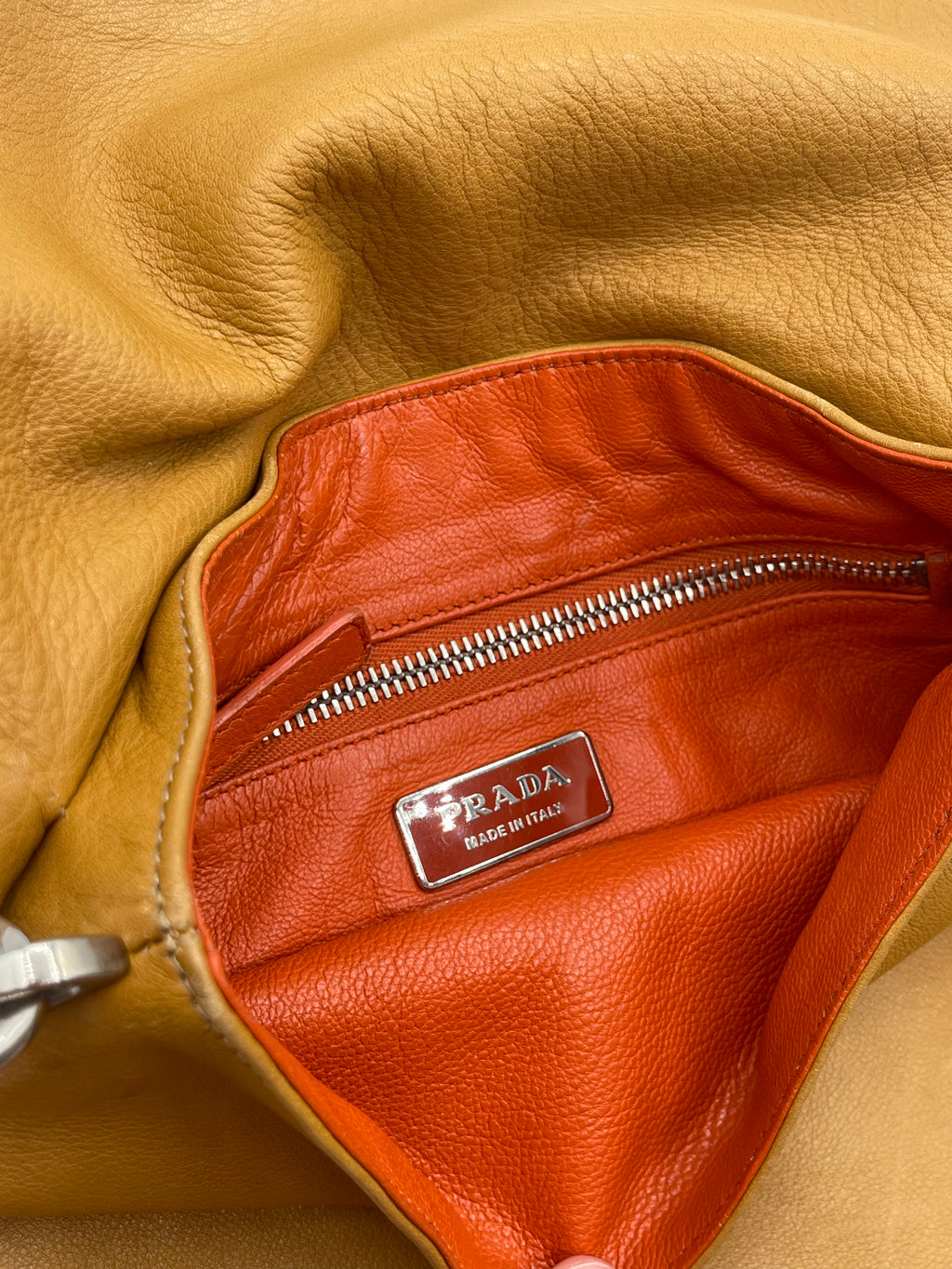 Prada Camel Leather Tassel Shoulder Bag – Minimalist Y2K Prada