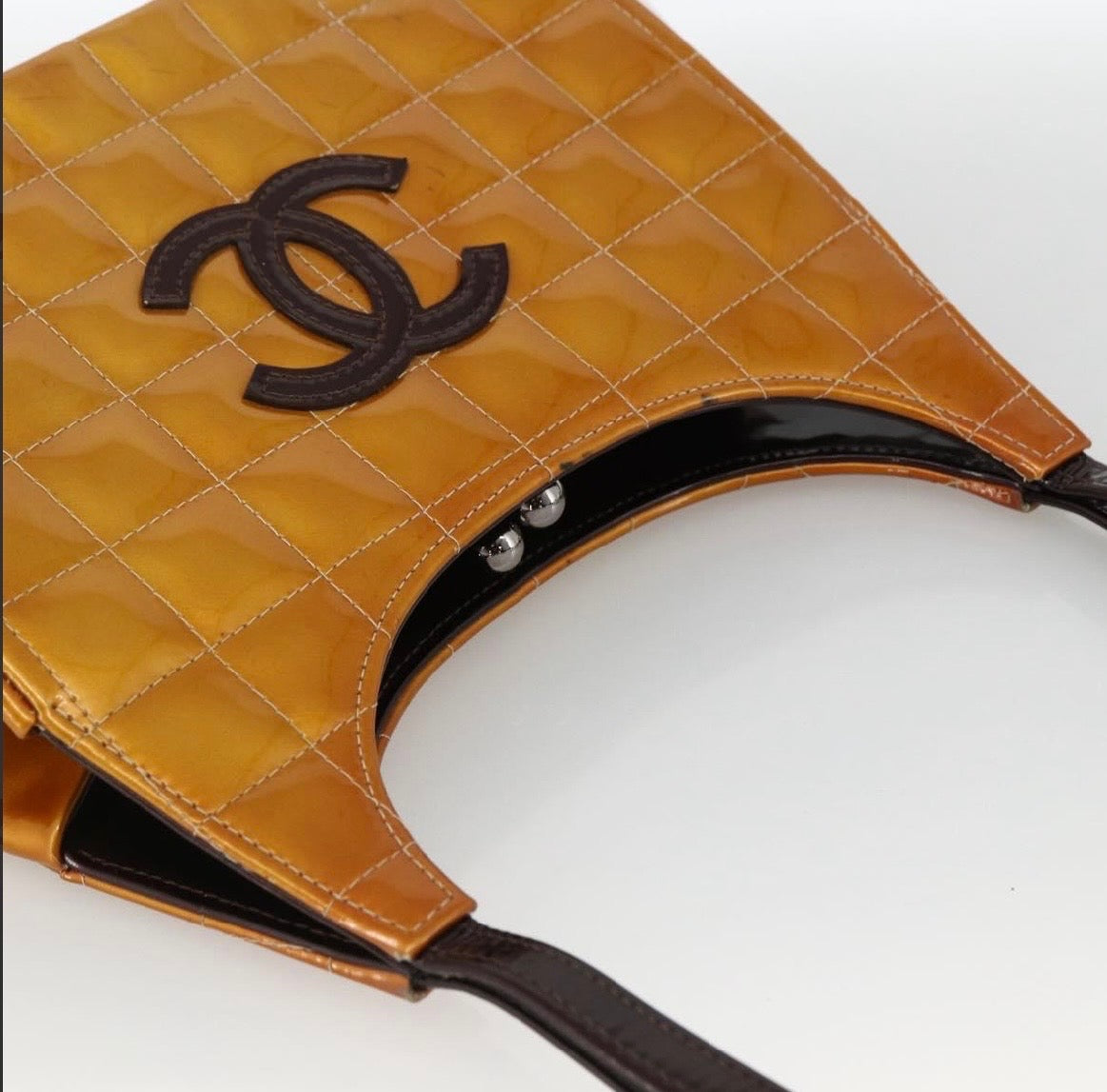 Chanel Y2K Chocolate Bar Patent Leather Shoulder Bag