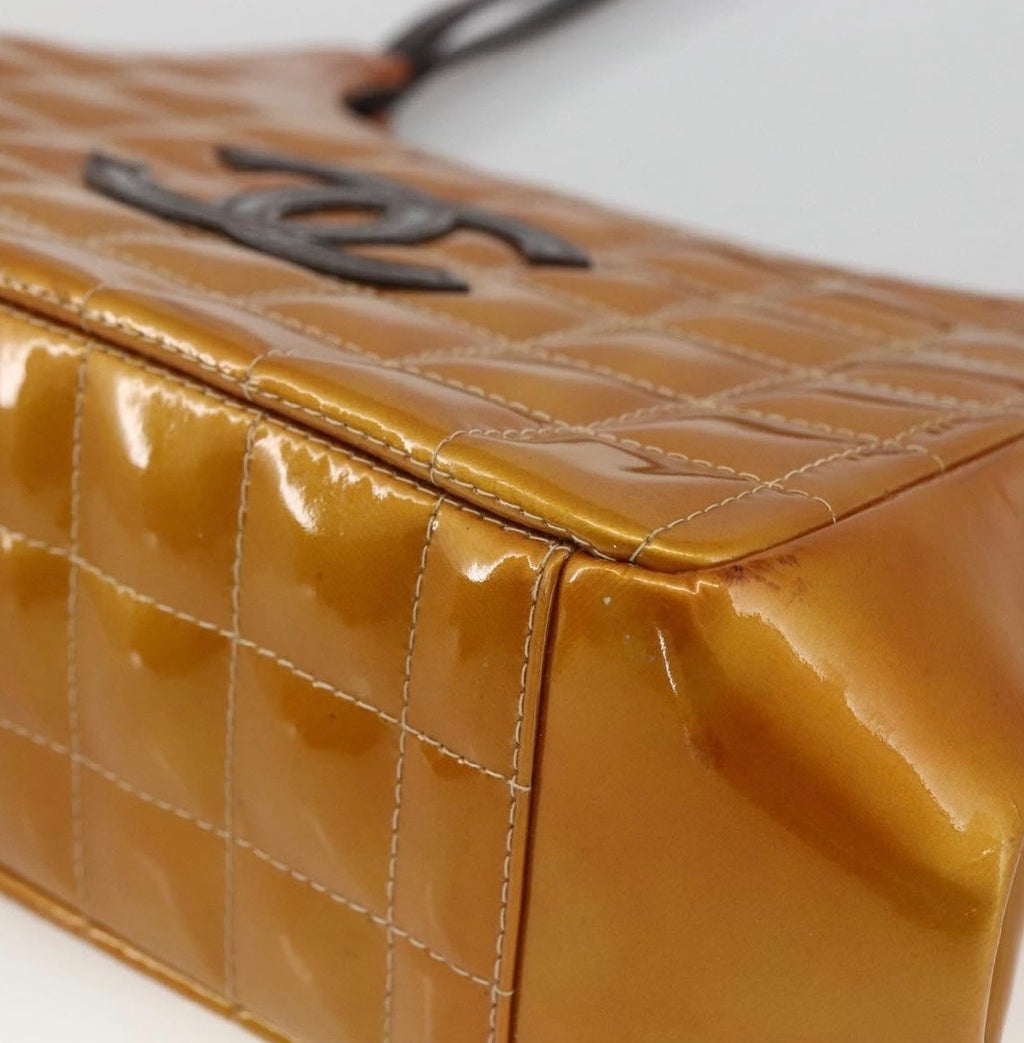 Chanel Y2K Chocolate Bar Patent Leather Shoulder Bag