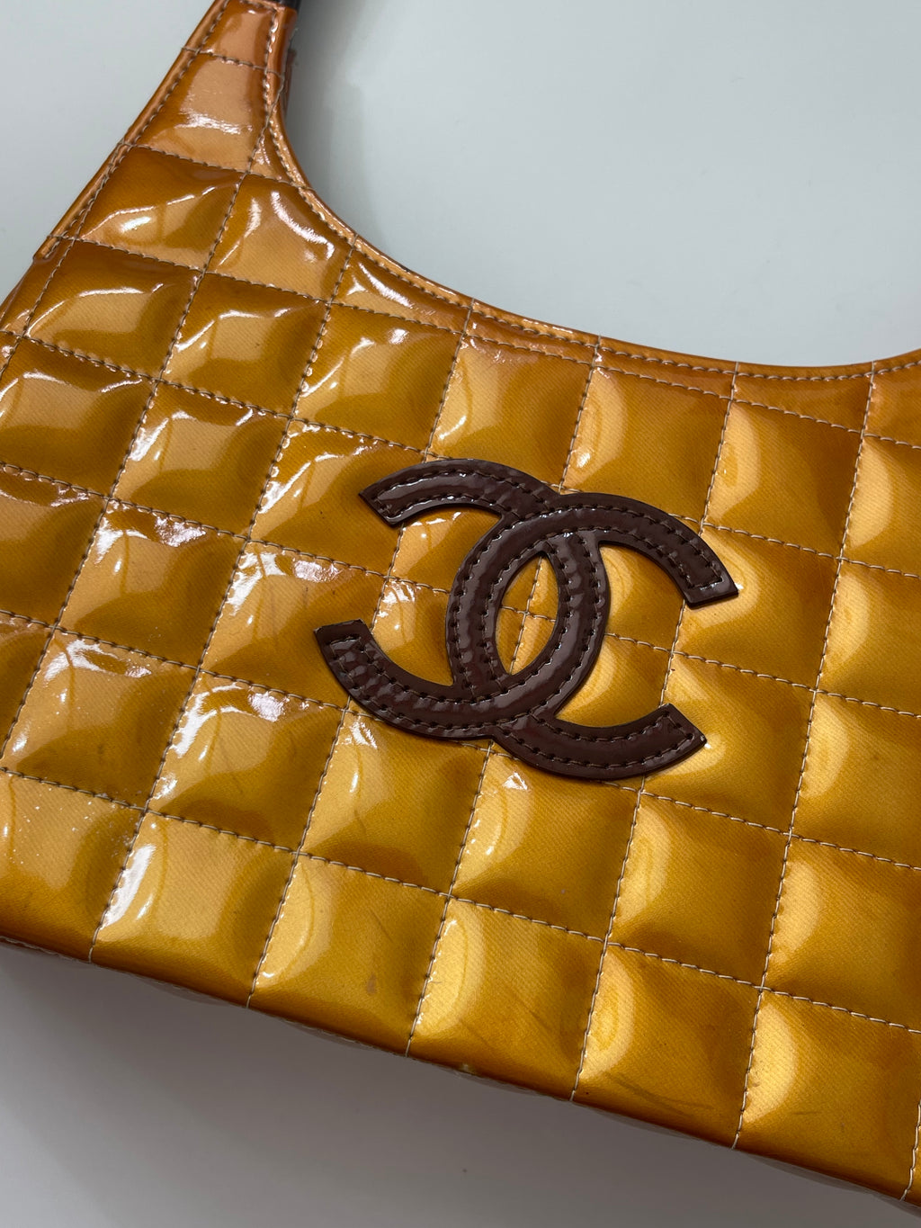 Chanel Y2K Chocolate Bar Patent Leather Shoulder Bag